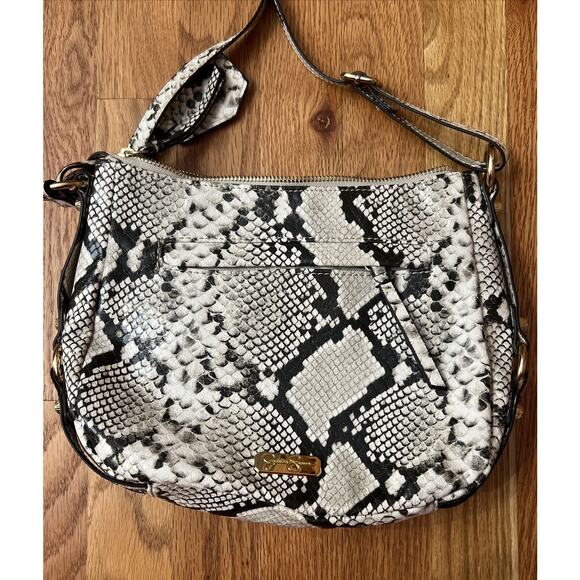 Jessica Simpson Sabrina Shoulder Bag Purse Natural Python Snake Skin White Gray - Picture 6 of 11